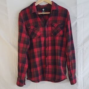 Element Red, Black & Brown Plaid Button Down Shirt